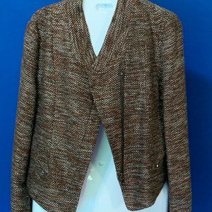 ANN TAYLOR Burgundy Tweed Diagonal Jacket Sz 8